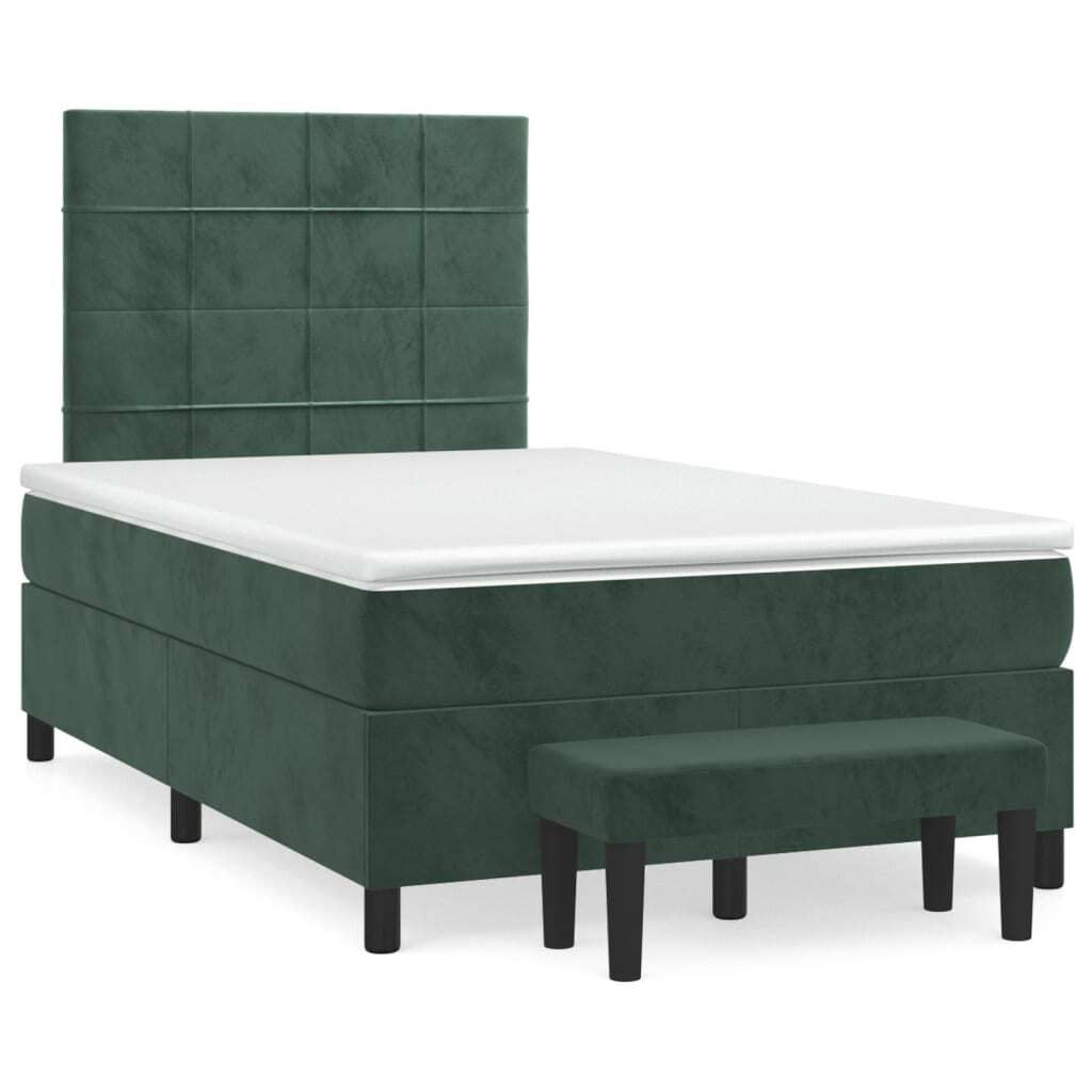 Stabli Möbel Boxspringbett mit Matratze Dunkelgrün 120x190 cm Samt - Klassische Betten Bettrahmen Klassisches Design6392834