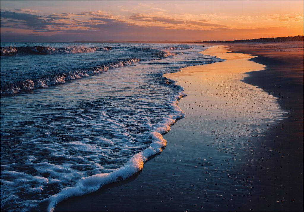 Fototapete Strand Meer Natur - 350x250 cm - Vliestapete Wohnzimmer Schlafzimmer - Vlies Fototapete Blau - 16284VX7