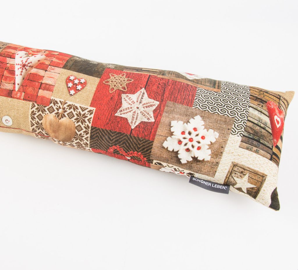 Zugluftstopper Winter Herzen braun rot div Größen von SCHÖNER LEBEN Auswahl 130cm Länge