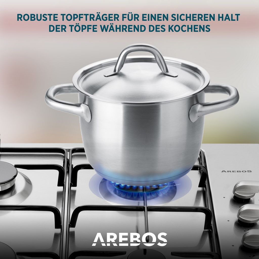 AREBOS plynová varná doska 4 horáky, nerezová oceľ, vrátane Obrázok produktu 6