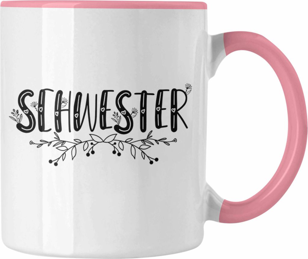 Trendation - Lieblingsschwester Tasse Geschenk für Schwester Spruch Schwester Kaffeetasse Geschenkidee Sprüche (Rosa)