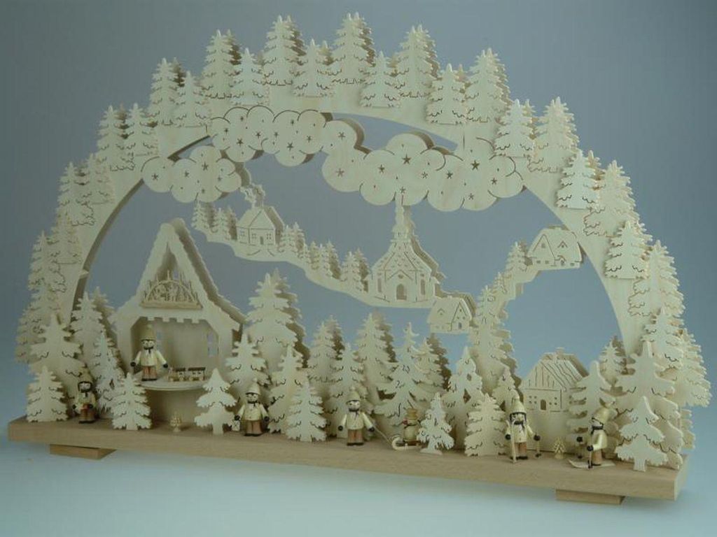 Schwibbogen mit Winterfiguren und Beleuchtung BxHxT 70x44x10cm NEU