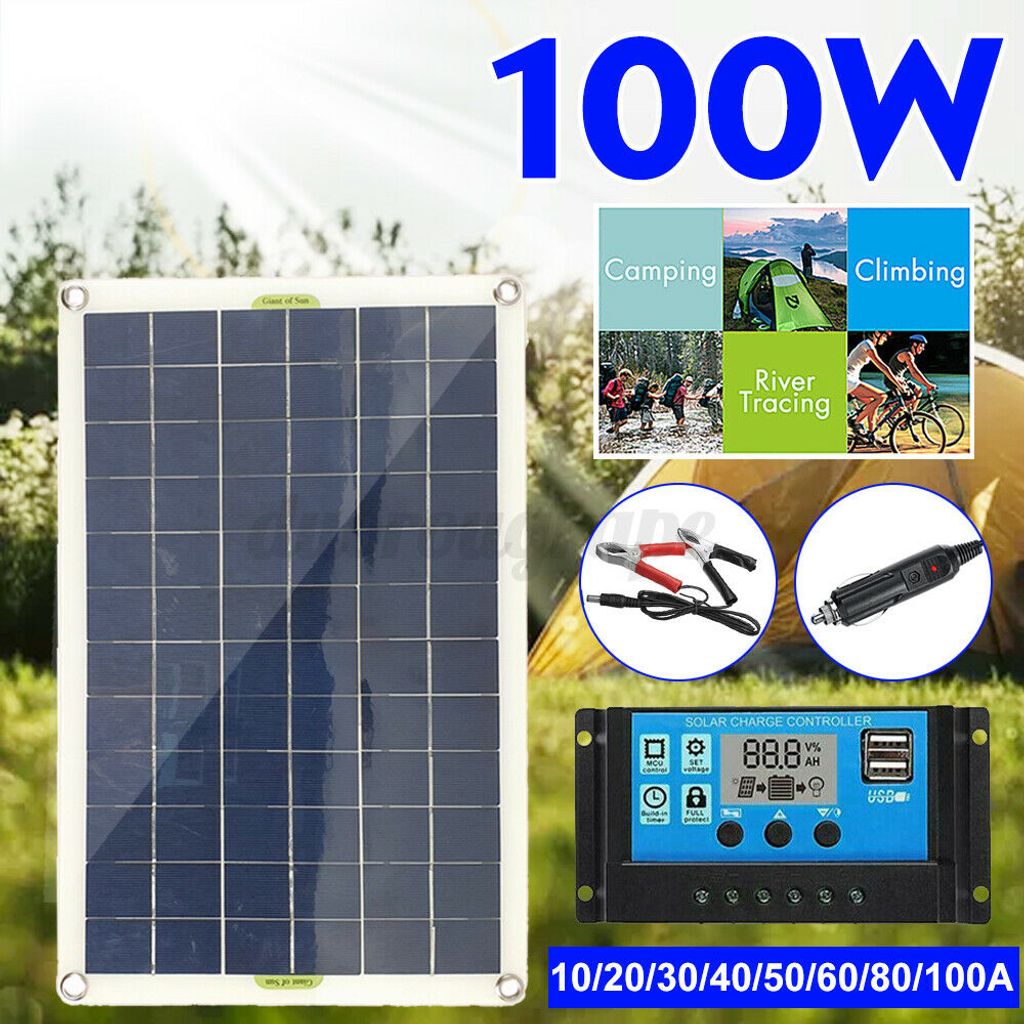 Solarmodul 18V 100W Solarpanel Solarzelle USB Batterie Ladegerät für Auto Boot 