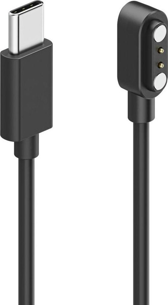 A USB-C magnetic charging cable for smartwatches is shown against a white background. The cable has two distinct ends: one with a USB-C connector and the other with a magnetic charging tip.