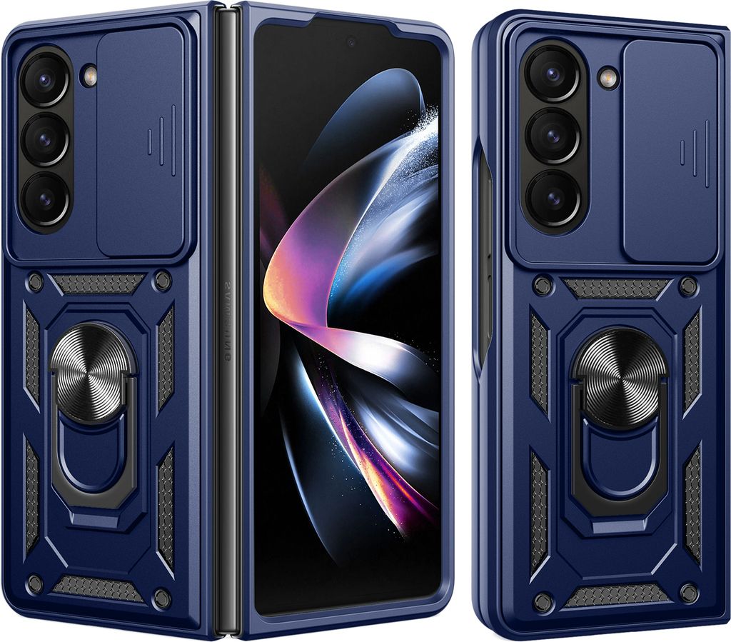 Outdoor Panzerhülle für Samsung Galaxy Z Fold 6 | Schutzhülle mit Kameraschutz, Ringhalter Blau