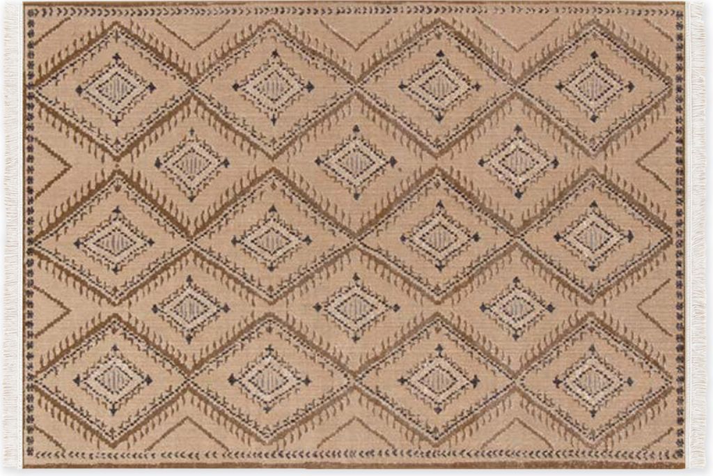 Fransenteppich LUIS, Serie "Sanae", Beige-Braun, 80 x 150 cm