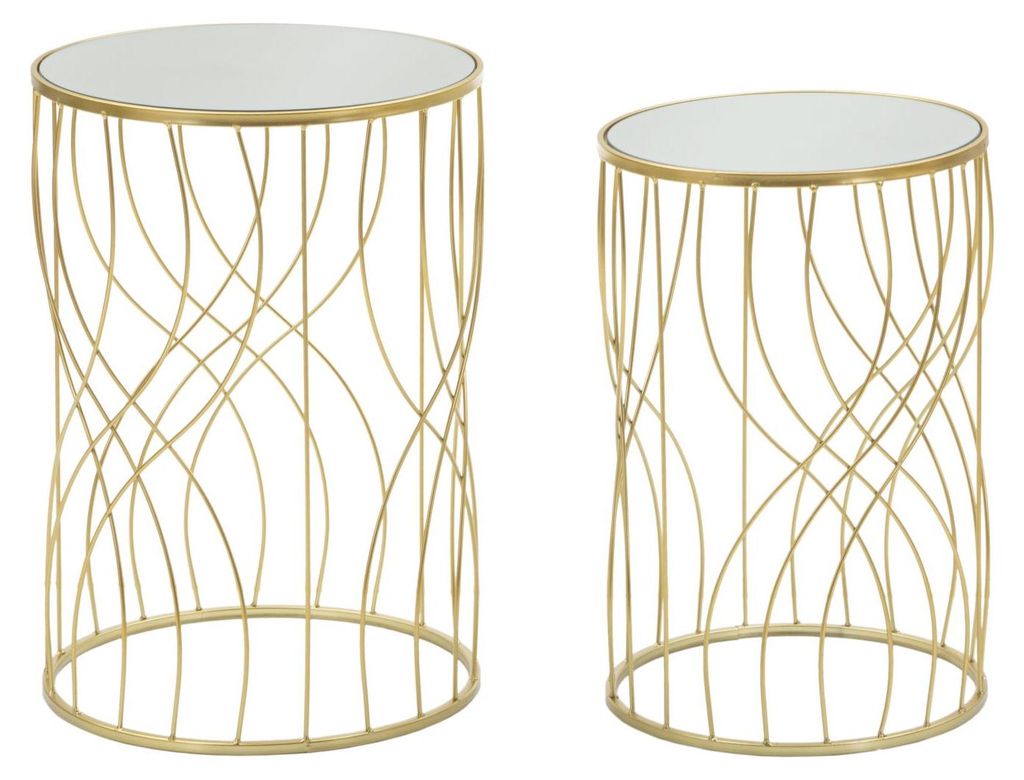 Coppia Tavolinetti Ligne Oro - Design rotondo in metallo Immagine del prodotto 