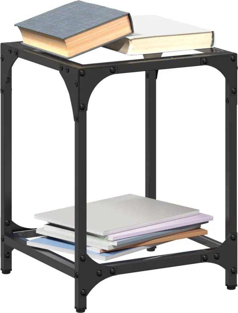 Coppia Tavolini Salotto Vetro Acciaio 30x30x40 cm - Prezzo Top