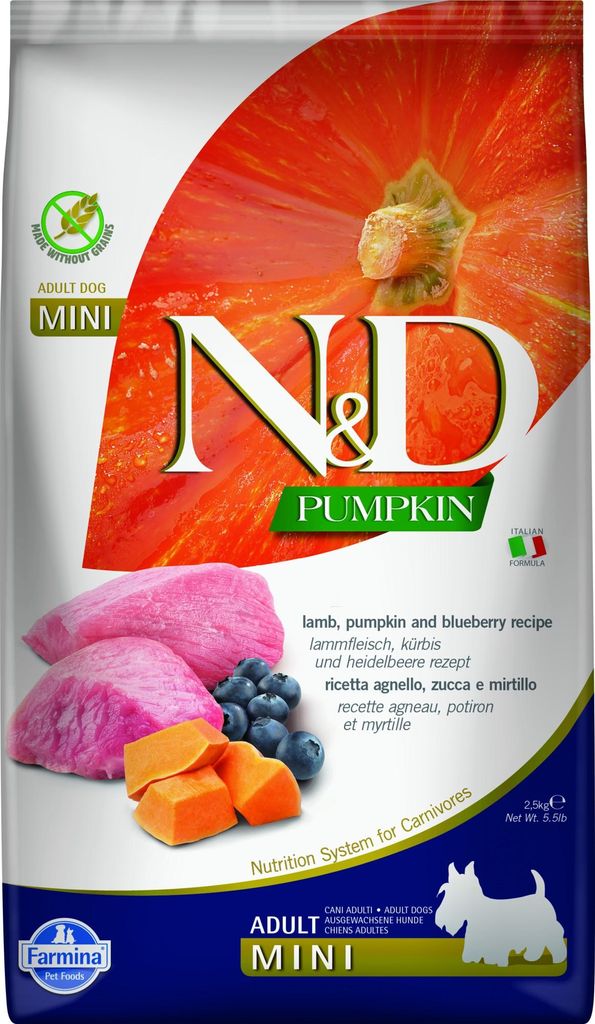 Farmina N&D 2, 5kg Adult Mini Lamm, Kürbis & Heidelbeere Obrázok produktu 
