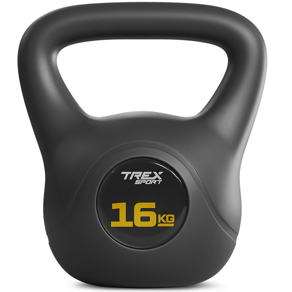 TREX SPORT Kettlebell 16 kg Kugelhantel Schwunghantel TX-016CKB | Kugelgewicht, Fitness & Krafttraining | rutschfester Griff, bodenschonend