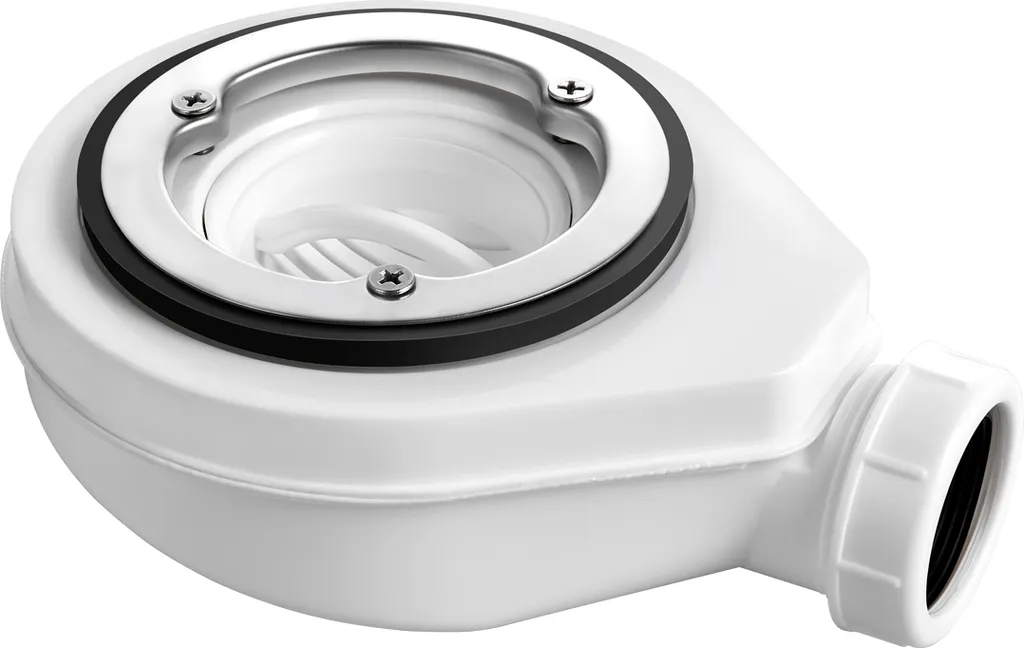 Siphon de douche extra plat 90mm avec bonde et filtre à cheveux intégré
