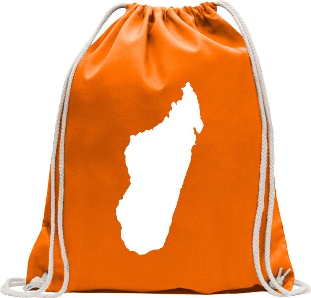 Kiwistar - Turnbeutel - mandarin - Madagaskar Umriss Kontur - Fun Rucksack Sport Beutel Gymsack Baumwolle mit Ziehgurt