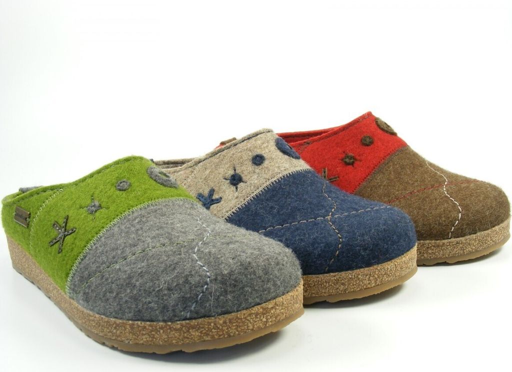 Haflinger Damen Hausschuh Pantoffel Wolle Grizzly Tristan 731040, Größe:40 EU, Farbe:Blau