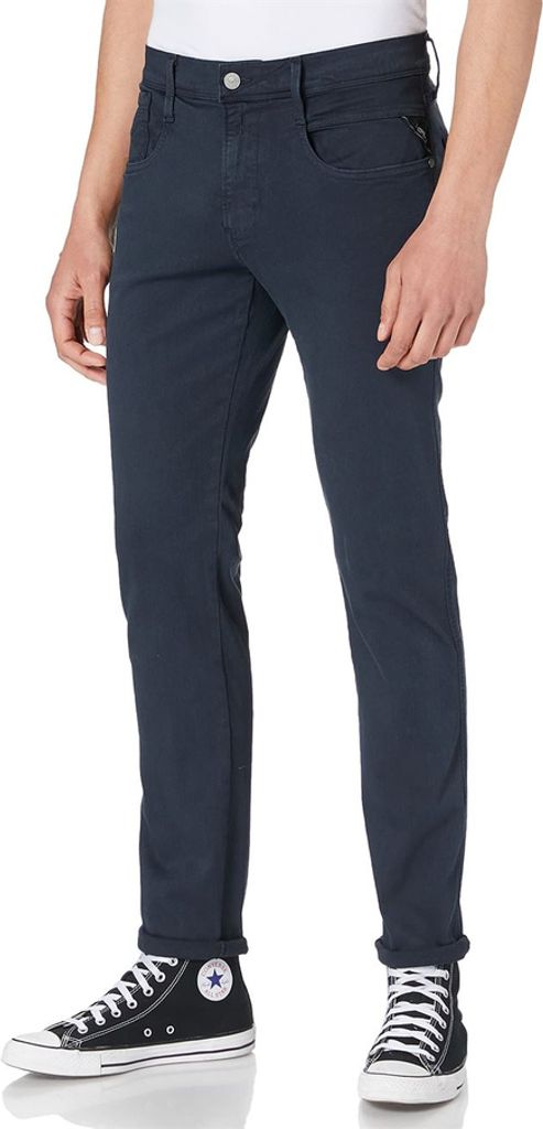 Replay Anbass 34L Herren Hyperflex Recycelt Schlank Denim Mar e – Marine