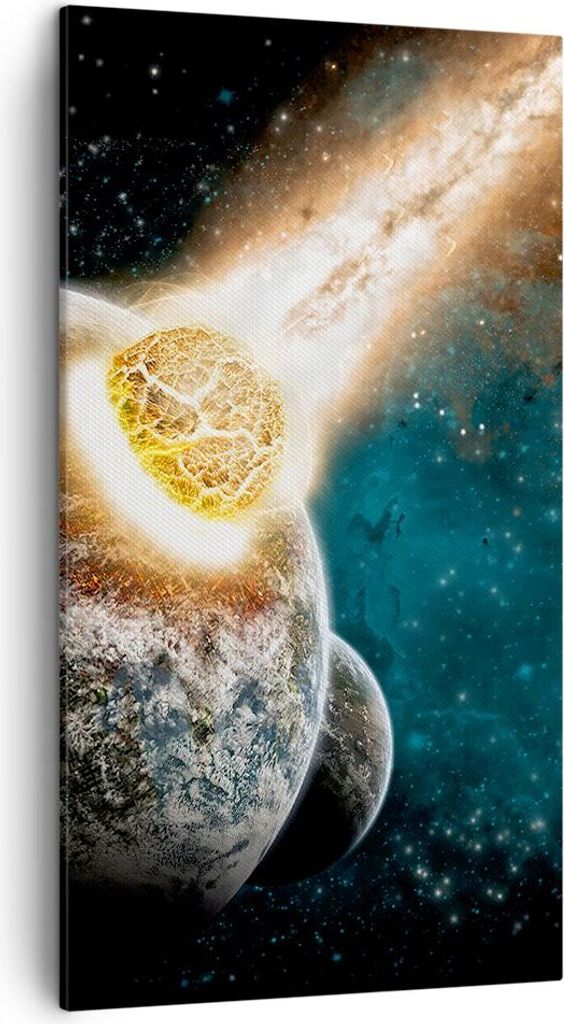 Bild auf Leinwand - Leinwandbild - Katastrophe Apokalypse Komet Explosion - 45x80cm - Wand Bild - Wanddeko - Leinwanddruck - Bilder - Kunstdruck - ...
