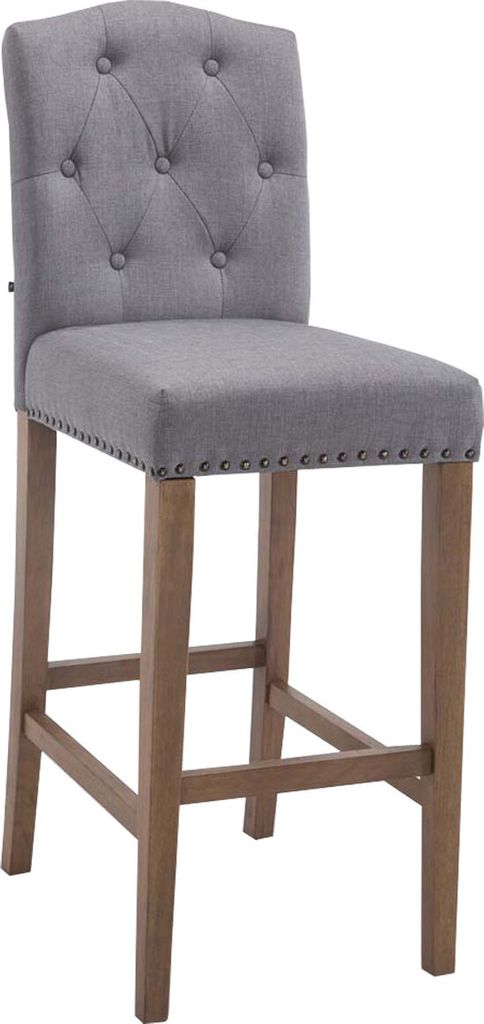 TPFLiving Barhocker Louisiana Gestell Holz antik-hell Stoff Hellgrau