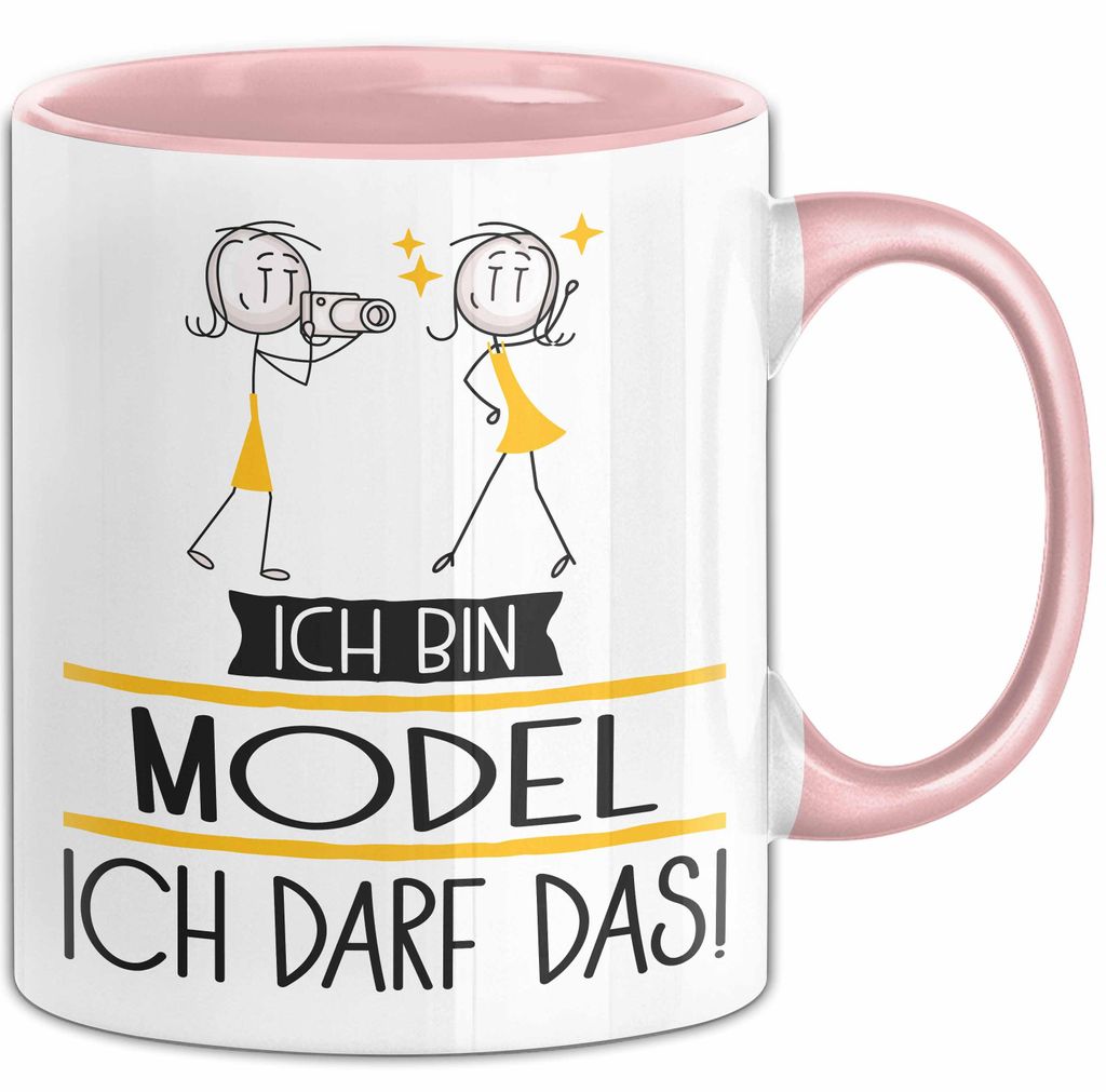 Geschenk für Model Tasse Lustige Geschenkidee Geburtstag Ich Bin Model Ich Darf Das (Rosa)