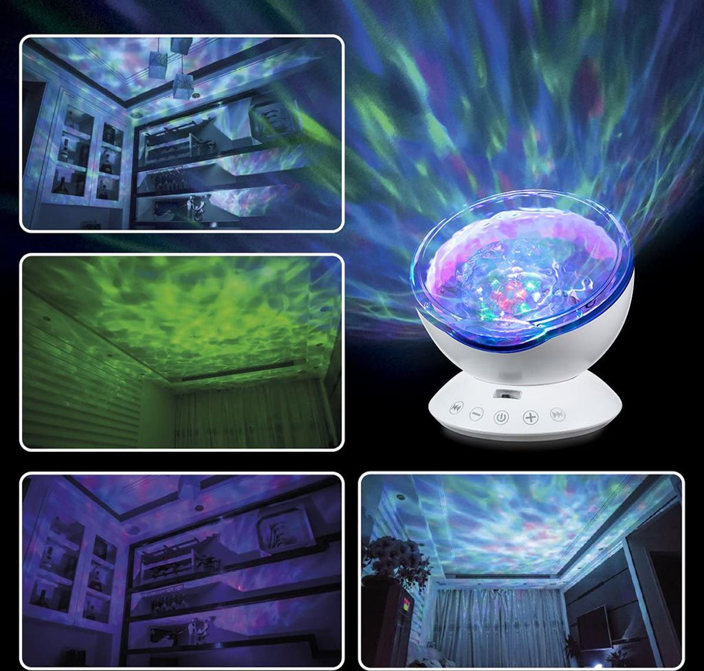 Topiky Ozeanwellen-Projektor Mit Lautsprecher – Muschel-Design, Bluetooth-Lautsprecher Mit Lichtshow, Nachtlicht Fürs Schlafzimmer