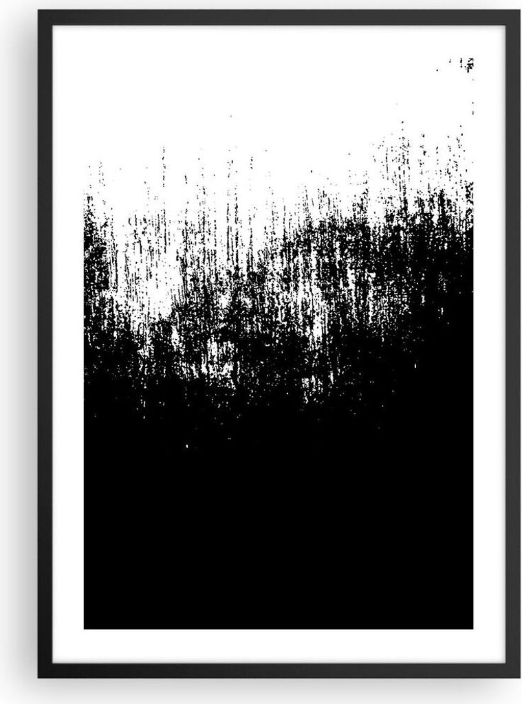 Gerahmtes Poster - Schwarzer Rahmen - Abstraktion dunkel schwarz und weiß - 50x70 cm - Wand Bild - Wanddeko - Wandbilder - Kunstposter - Wandposte...