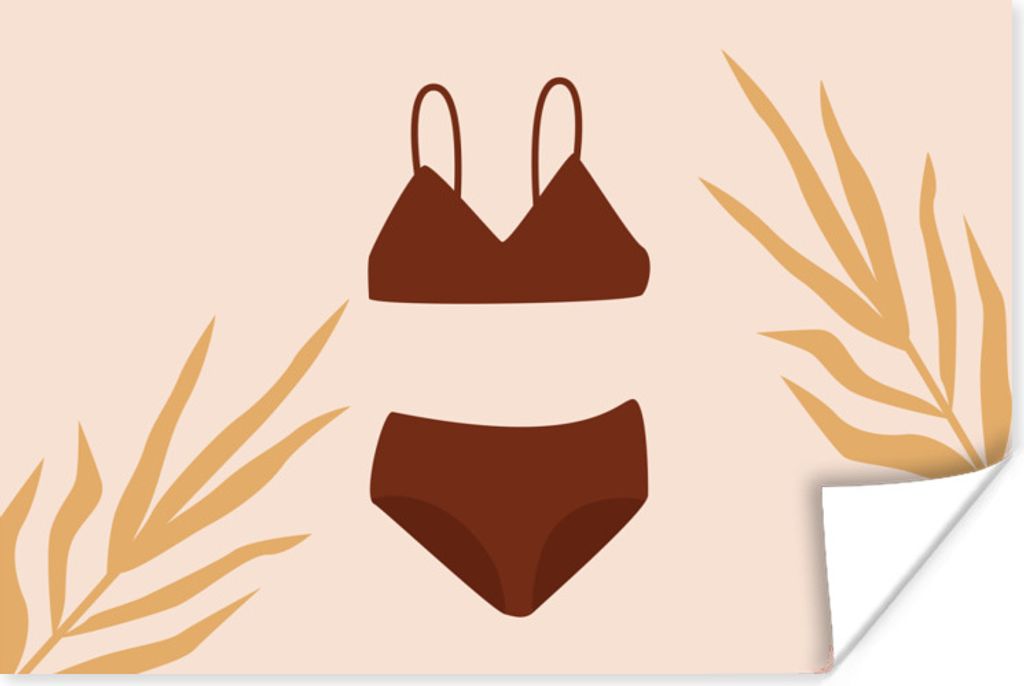 MuchoWow Poster Sommer - Bikini - Blätter 30x20 cm - Plakate - Print
