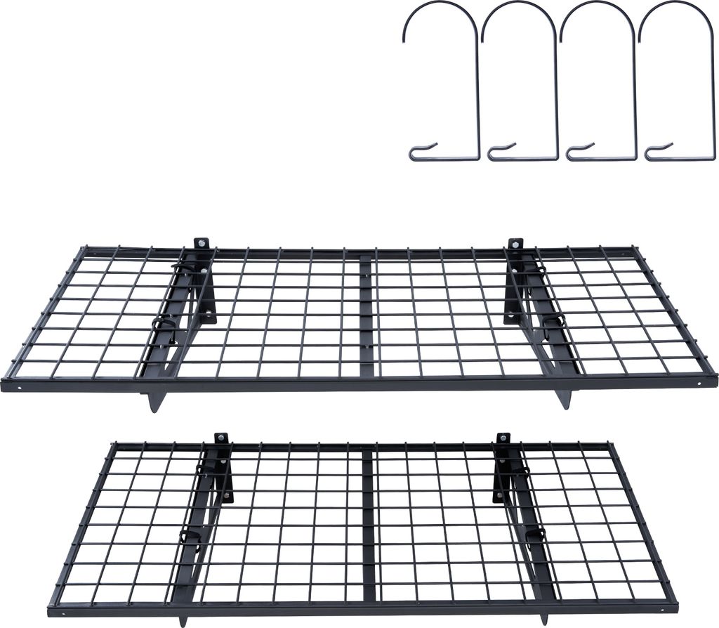 SucceBuy 4 x 2 Fuß Garagenregale – 2er-Pack. Robuste, an der Wand montierte Garagenregale. Gesamttragfähigkeit 502 lbs. Ideal für Werkstatt, S...