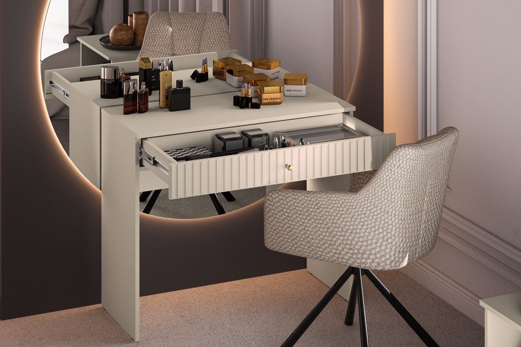 KONSIMO Schreibtisch "DROMA", Creme, Holz, ELEGANT, Produktbild 5