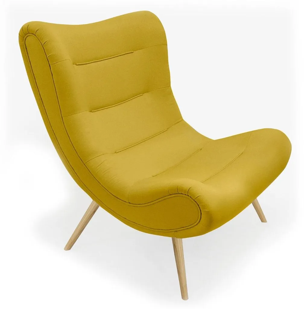 Fauteuil scandinave jaune tissu confortable pour salon moderne - Romilly