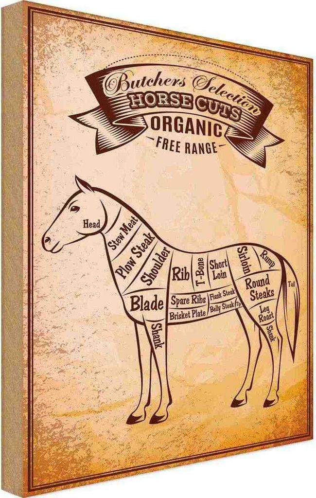 vianmo Holzschild 40x30 cm Horse cuts Organic Metzgerei Hofladen Marktstand Laden