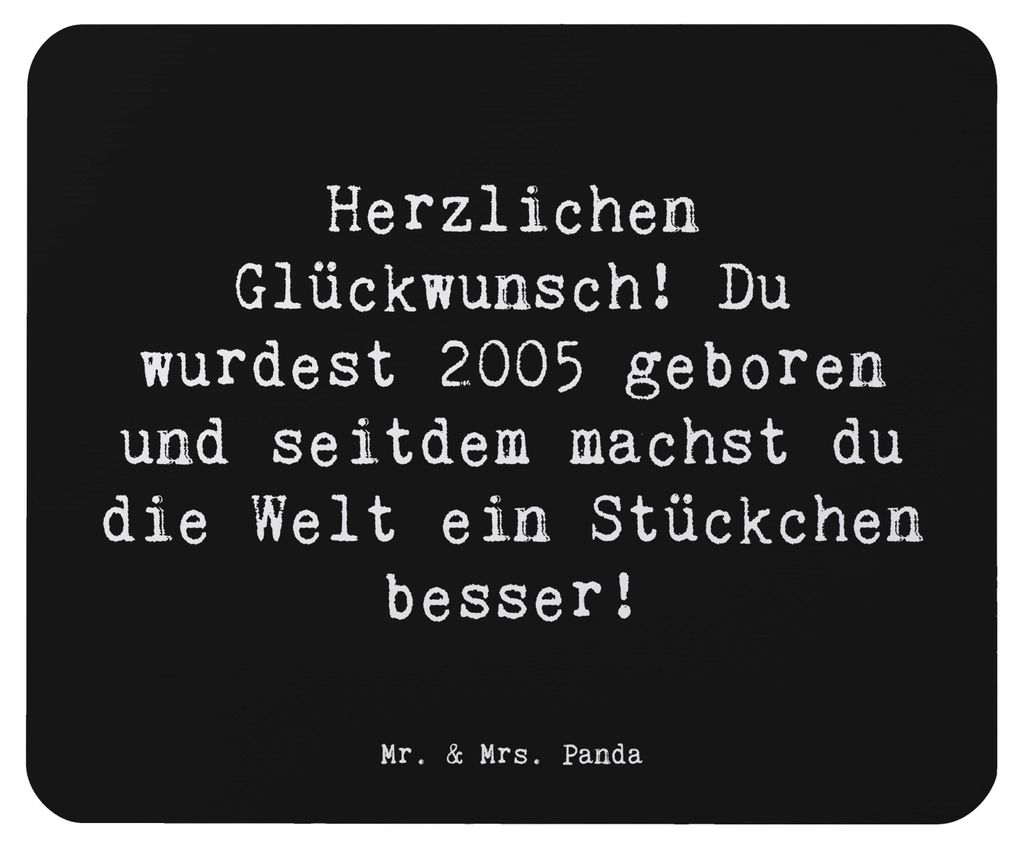 Mr. & Mrs. Panda Mousepad Spruch 2005 Geburtstag - Schwarz Produktbild 