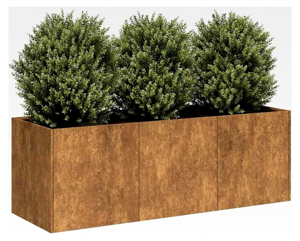 Rostiger Blumenkasten, 120 x 40 x 40 cm, Edelstahl, Hochbeet, für Garten, Pflanzgefäß, für Blumen, Sukkulenten, Terrasse, Balkon