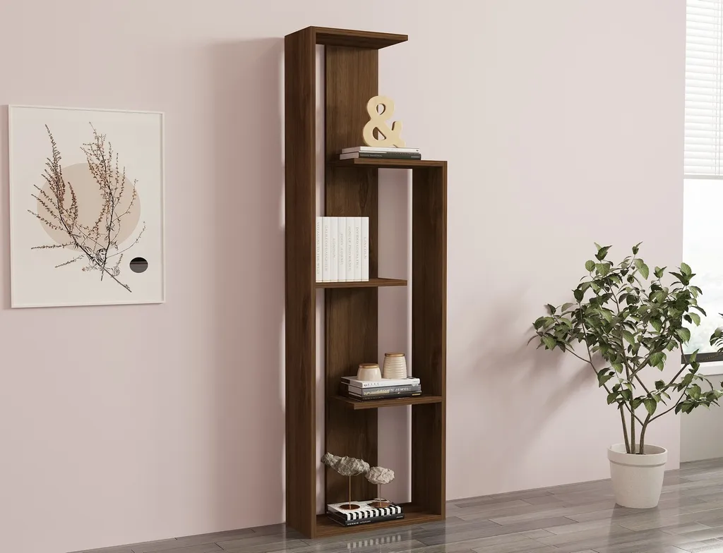 Bibliothèque Gain de Place Murale Noyer pour Bureau et Salon 160 cm