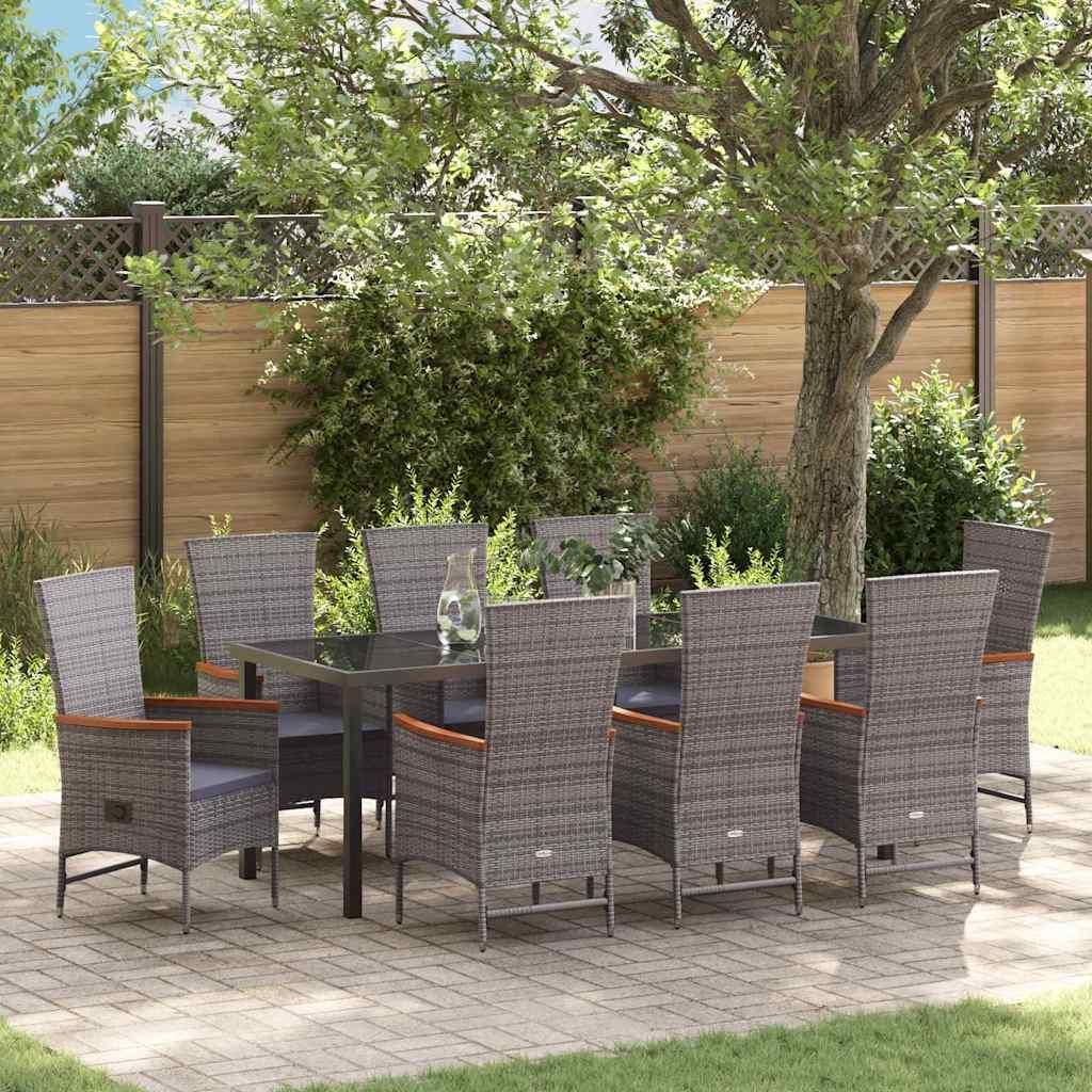 Maison Exclusive - Garten Essgruppe 9 pcs Grau Pulverbeschichteter Stahl