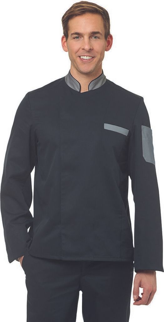 Leiber Herren Kochjacke 12/2755/1082 Schwarz/Hellgrau-46