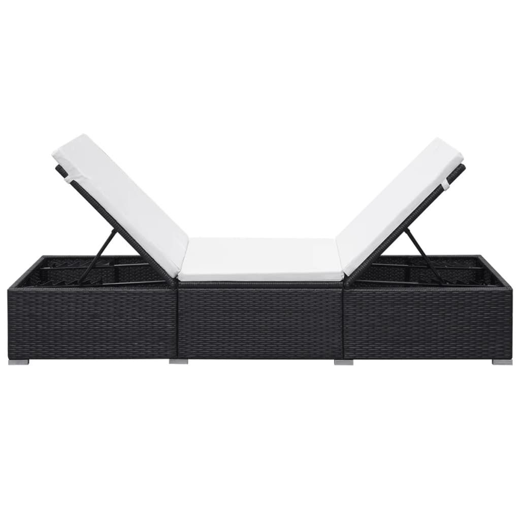 vidaXL Sonnenliege mit Auflage Poly Rattan Schwarz Produktbild 5