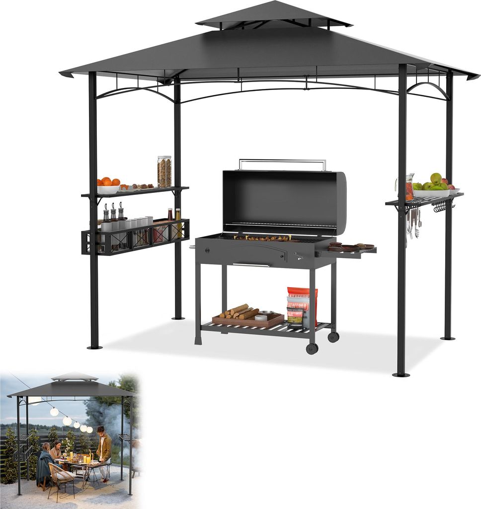 LARS360 BBQ pavilón so sivou dvojitou strechou - prístrešok Obrázok produktu 