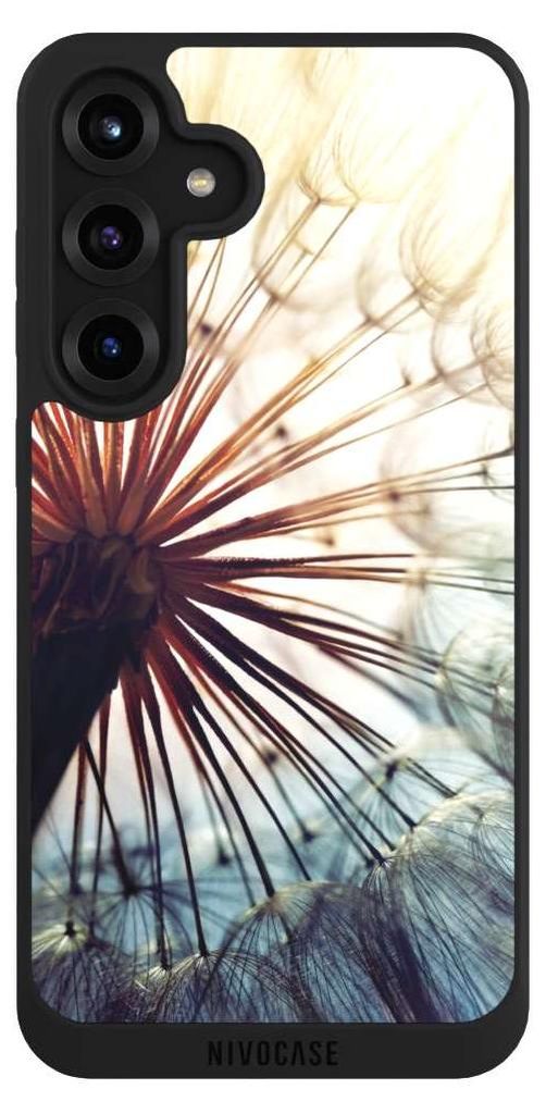 NIVOCASE Handyhülle für Samsung Galaxy S25+ Hülle NIVOpure Case Schwarz Blumen Fotografie Pusteblume