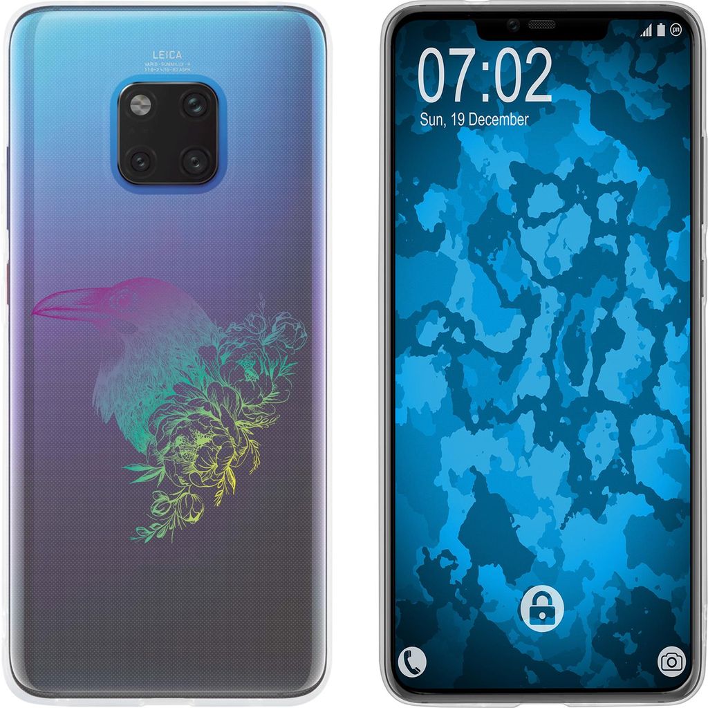 PhoneNatic Case kompatibel mit Huawei Mate 20 Pro Silikon-Hülle Floral Rabe M4-4