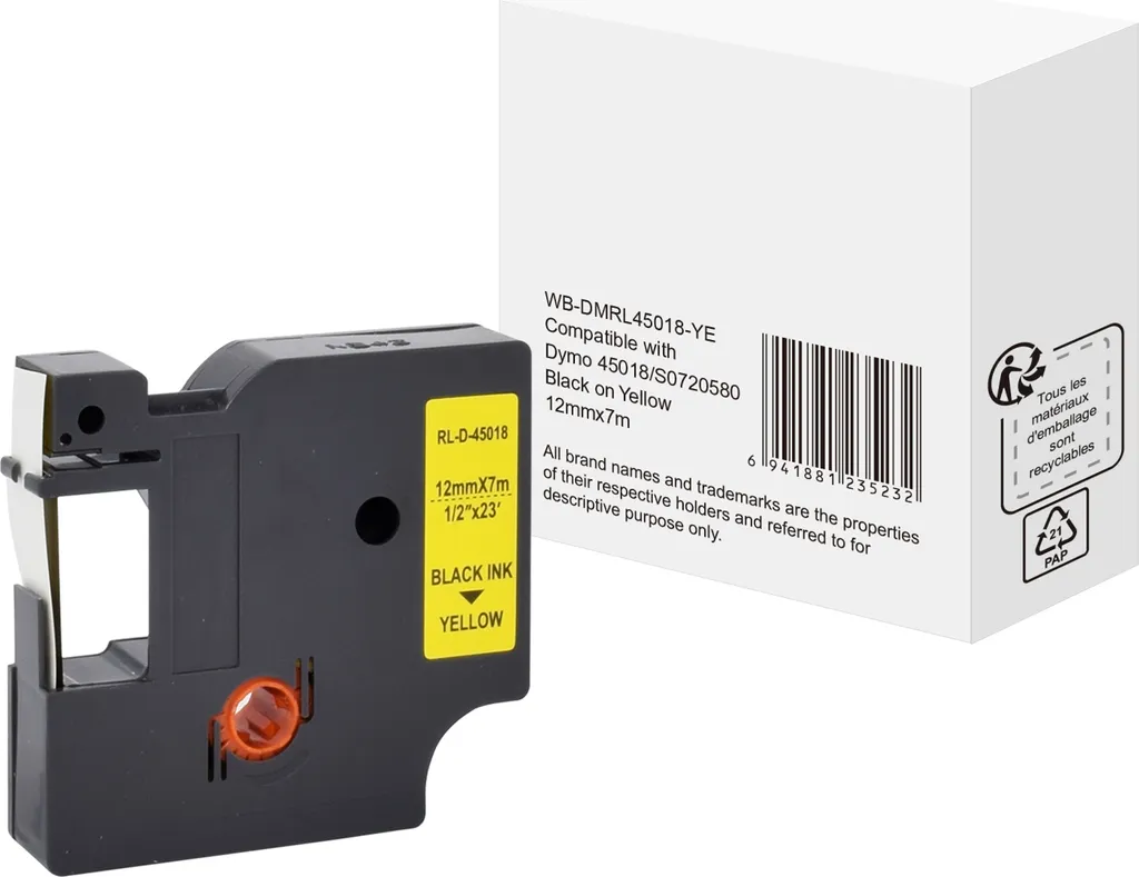 Nastro Etichettatrice 12mm Giallo S0720580 per Organizzazione Casa