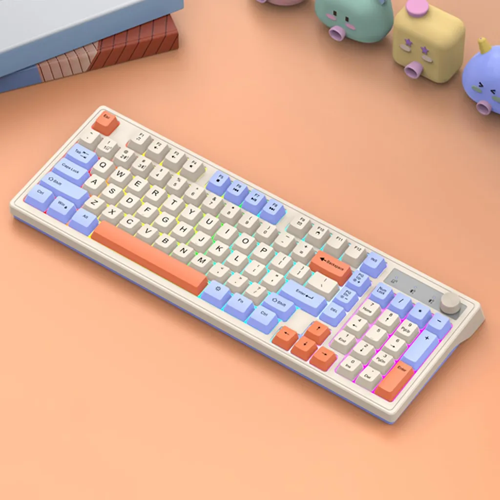 Clavier mécanique rétroéclairé K98 sans fil avec bouton de volume