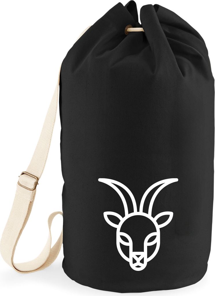Huuraa Seesack Steinbock Sternzeichen Symbol 20 Liter Black Baumwolle Rucksack Geschenkidee