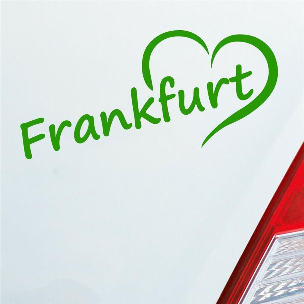 Auto Aufkleber Frankfurt Herz Stadt City Liebe Love Heimat 18x8 cm Hellgrün Sticker Heckscheibenaufkleber