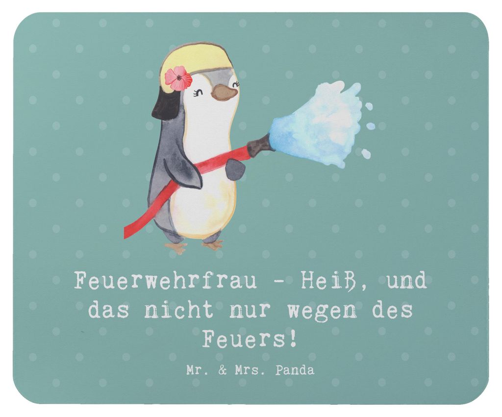 Mr. & Mrs. Panda Mousepad Feuerwehrfrau Heiß - Meeresbrise - Geschenk, Mauspad, notebook, Wertschätzung, Mouse Pad, Tapferkeit, Leben retten, Ber...