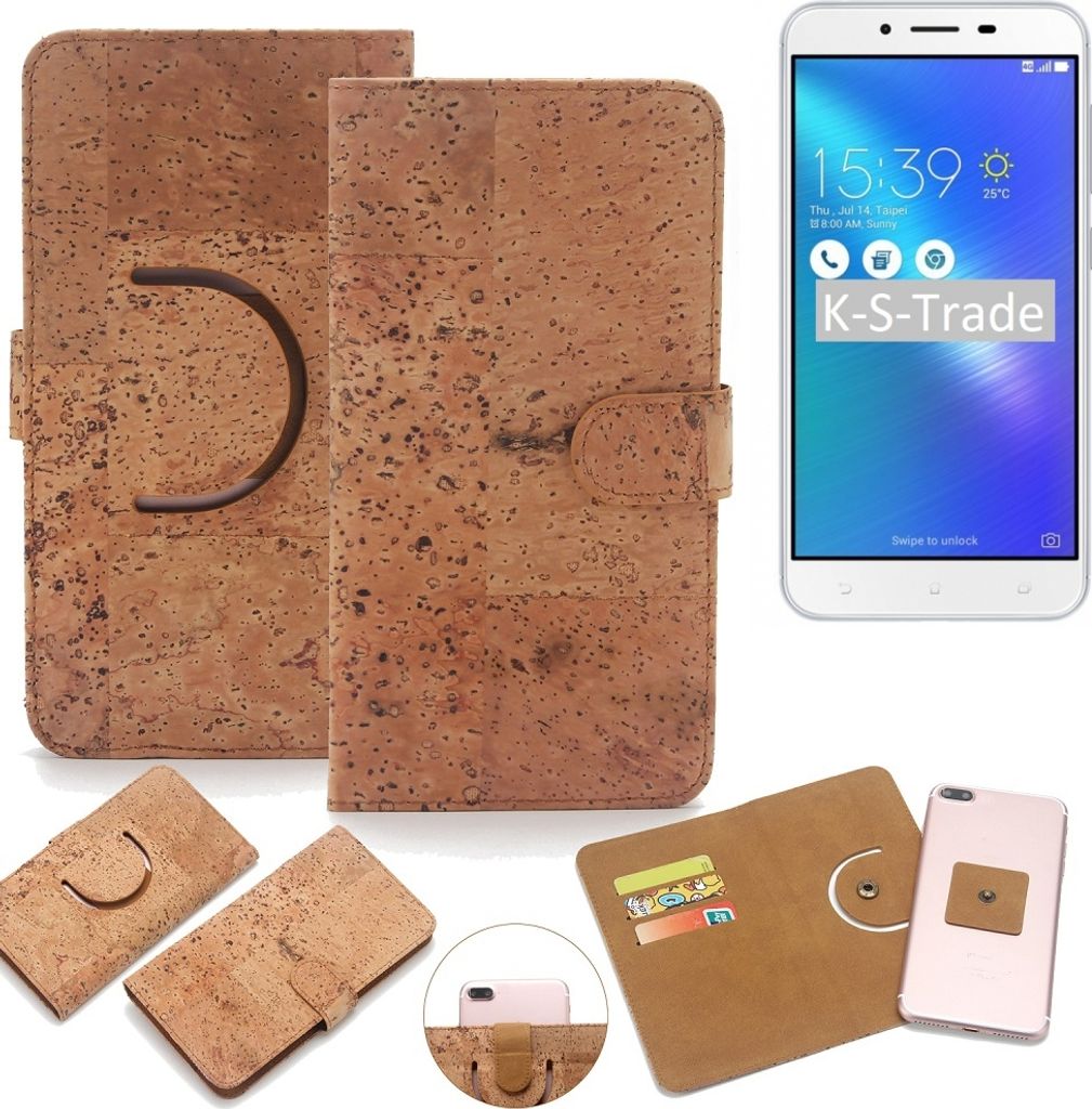 K-S-Trade Handy-Hülle Schutz-Hülle kompatibel mit Asus ZenFone 3 Max (ZC553KL) Handyhülle Schutzhülle Korkhülle Kork-Hülle 1x