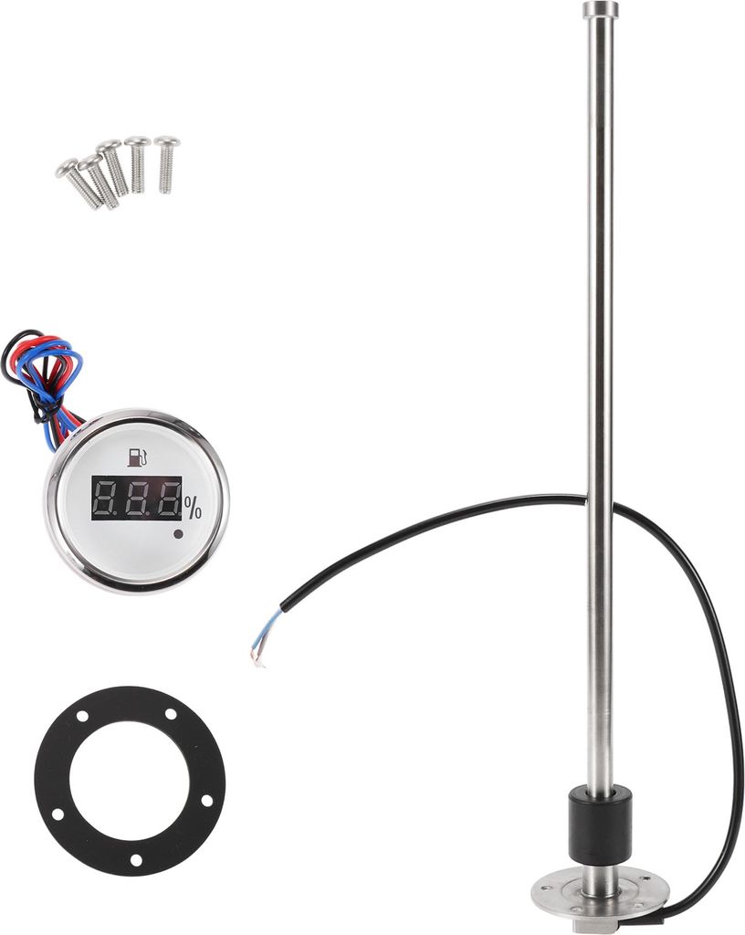 1 Set Kraftstoffstandsensor mit Kraftstoffanzeige Boot-Kraftstoff-Sendeeinheit Marine-Kraftstoff-Sendeeinheit Metall Silberton Weiß 0-190 Ohm 430mm