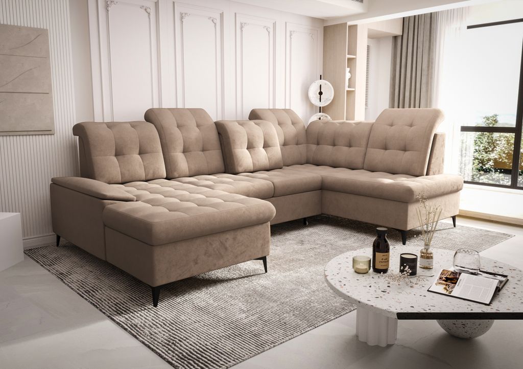 Ecksofa U 343 cm Beige Rechts Sally 02 Kongo RBN17