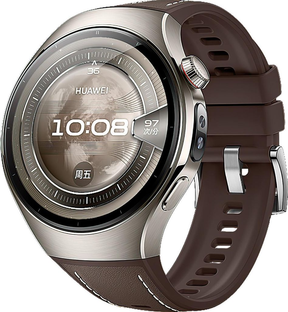 Hybrides Lederarmband Huawei Watch 5 46 mm Ersatzarmband Dunkelbraun Sport Alltag Leder Silikon Verstellbar