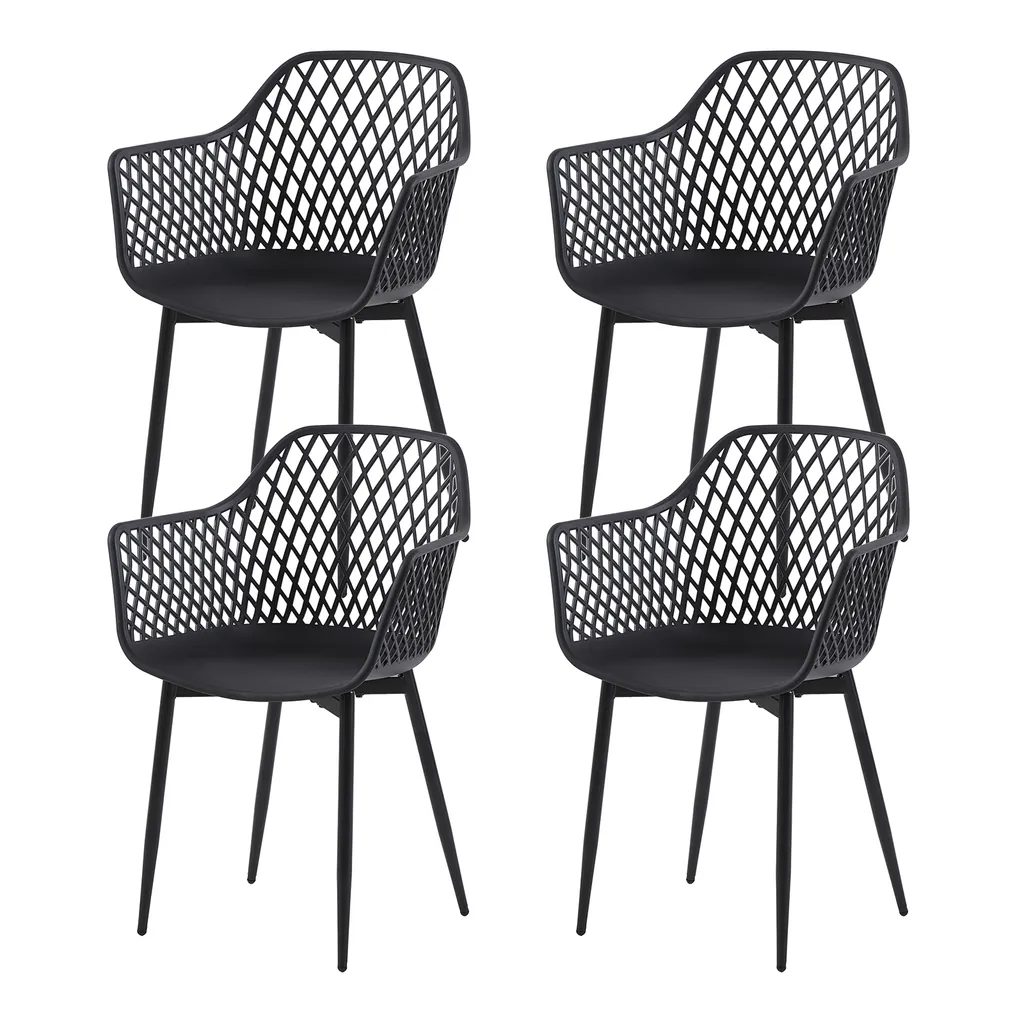 Lot de 4 Chaises IPOTIUS pour Salle à Manger et Terrasse - Noir 130kg