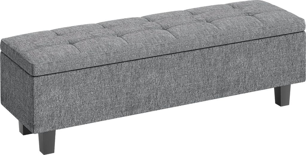 Fortuna Lai Sitzbank mit Stauraum, Polsterbank mit Leinenoptik, Holzbeine, Moderne Bettbank für Flur, Schlafzimmer, Wohnzimmer, 138 x 40 x 45 cm, ...
