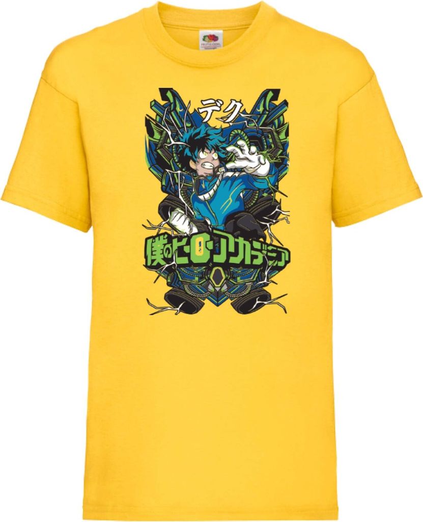 Kinder T-Shirt Japan Animation Manga Anime Comics My Hero Anime Academia Izuku Midoriya Var-001, 3-4 Jahr - 104 / Gelb