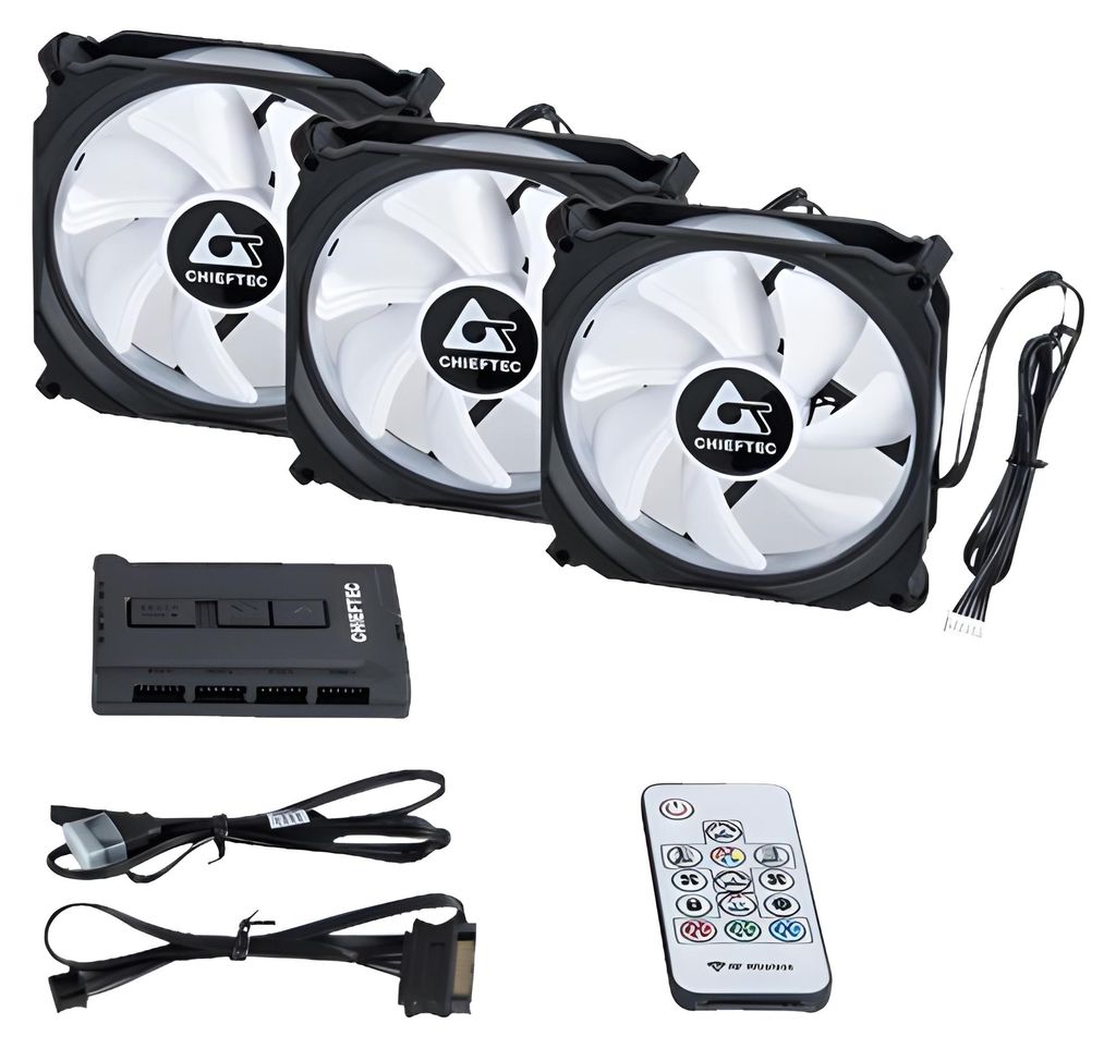 Chieftec CF-3012-RGB, Ventilator, 12 cm, 1200 RPM, Schwarz Produktbild 